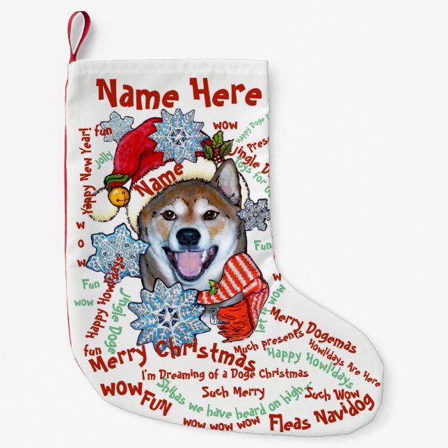 Shiba Inu Doge jul Stocking Pet Personlig Liten Julstrumpa (Framsidan)