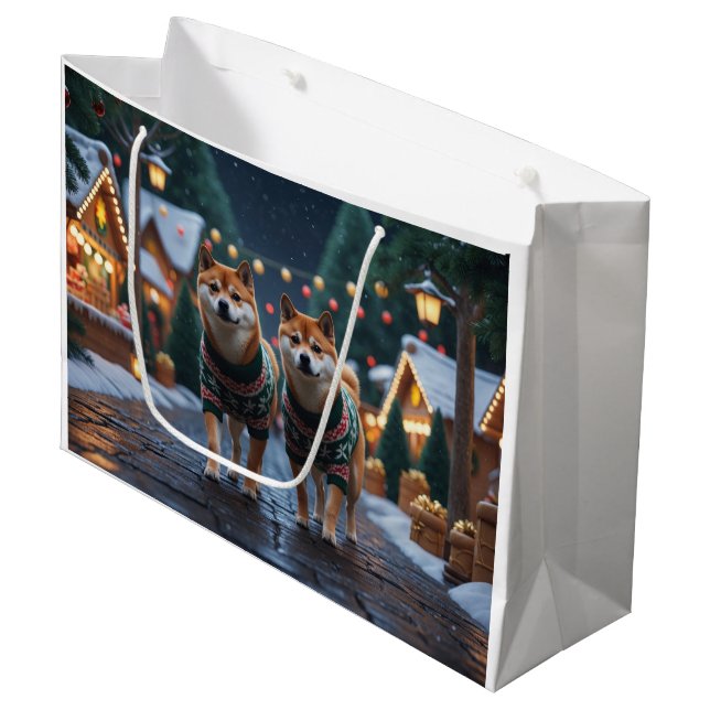 Shiba Inu Dogs Christmas Snow Holiday (Framsidan Vinklad)