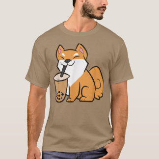 Shiba Inu Drinking Bubble Tea Kawaii Shiba Inu Wit T Shirt