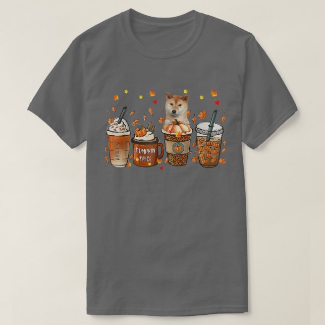 Shiba Inu Fall Coffee Pumpkin Spice Latte Iced Aut T Shirt (Design framsida)