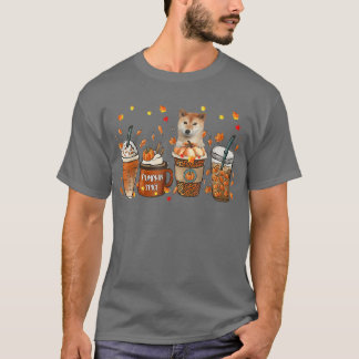 Shiba Inu Fall Coffee Pumpkin Spice Latte Iced Aut T Shirt