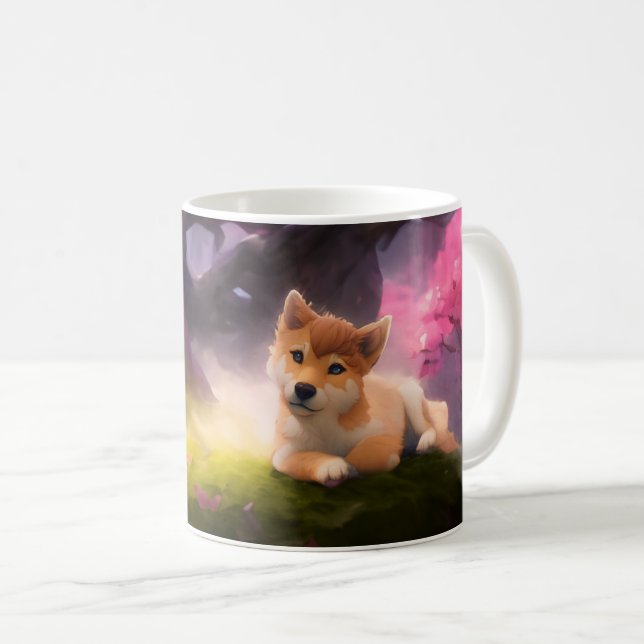 Shiba Inu Fantasy Anime Kaffemugg (Framsida höger)