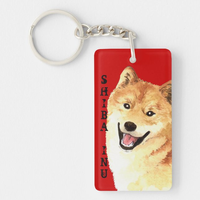Shiba Inu Färg Block Nyckelring (Framsidan)
