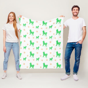 Shiba Inu-filtdyna – Minimalistisk Pastellgrön Pre Fleecefilt