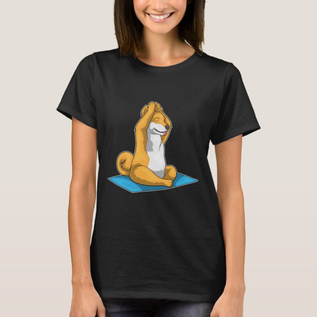Shiba Inu Fitness Yoga Meditation T Shirt (Framsida)