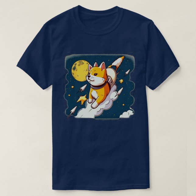 shiba inu flyger in i rymden med en raketer10 t shirt (Design framsida)