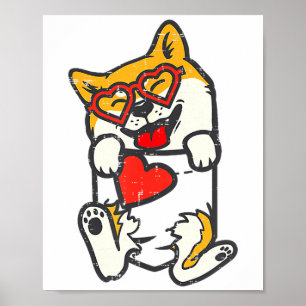 Shiba Inu Fötter ficka hjärta Alla hjärtans dag Ak Poster