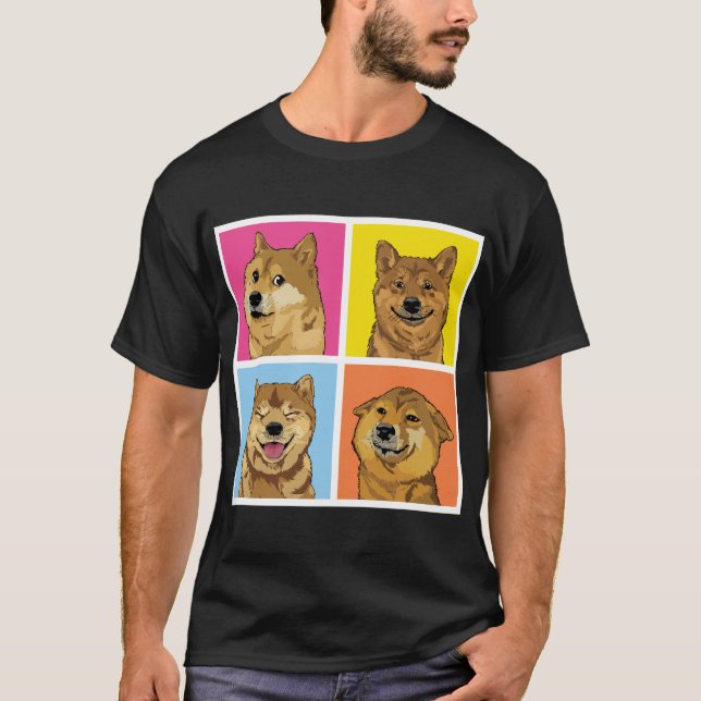 Shiba Inu Funny Meme hundar Ram T Shirt (Framsida)