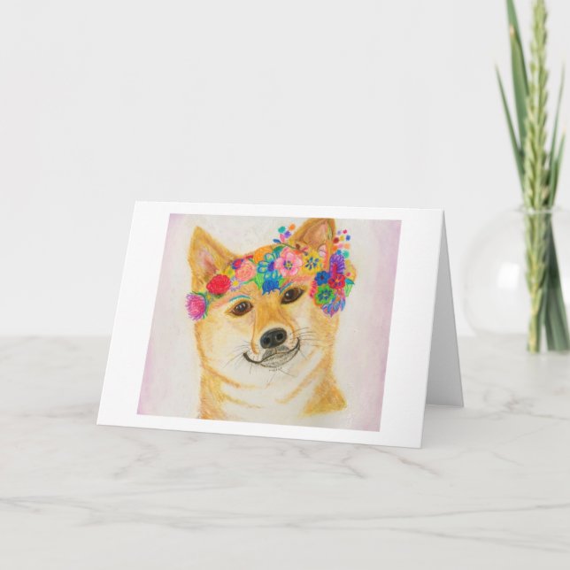 Shiba Inu Girl Card<Blank Inside> Meddelande (Framsida)