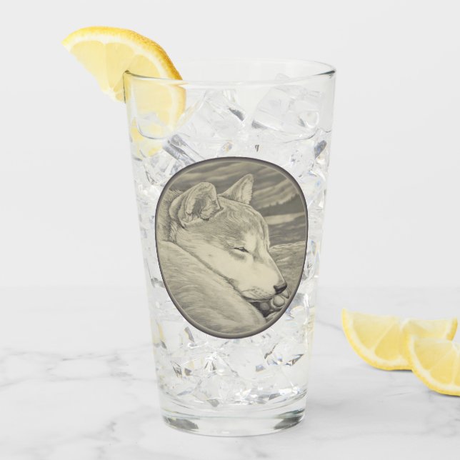 Shiba Inu Glasses Hund älskare Art Glass Personali Glaskopp (Framsida Ice)