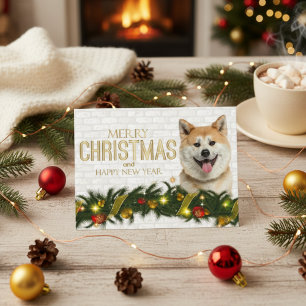 Shiba Inu God jul Gott nytt år Helg Vykort
