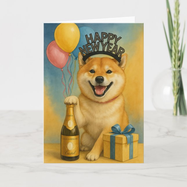 Shiba Inu Gott nytt år Kort (Framsida)