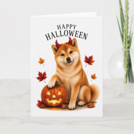 Shiba Inu Halloween Djävulshund Kort