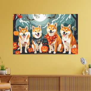 Shiba Inu Halloween Kuslig Canvastryck
