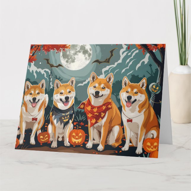 Shiba Inu Halloween Kuslig Kort (Framsida)
