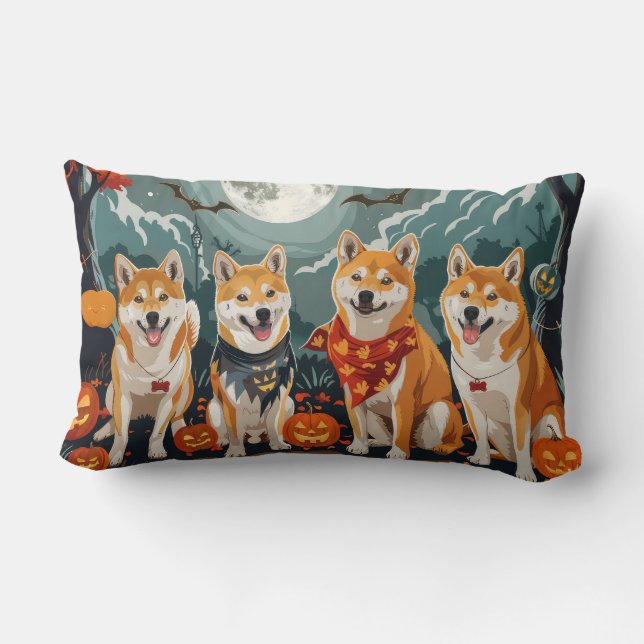 Shiba Inu Halloween Kuslig Lumbarkudde (Baksida)