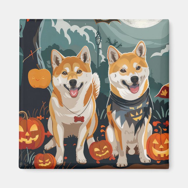 Shiba Inu Halloween Kuslig Magnet (Framsidan)