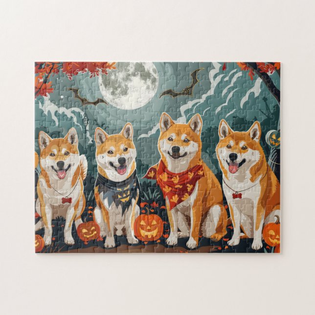 Shiba Inu Halloween Kuslig Pussel (Horisontell)