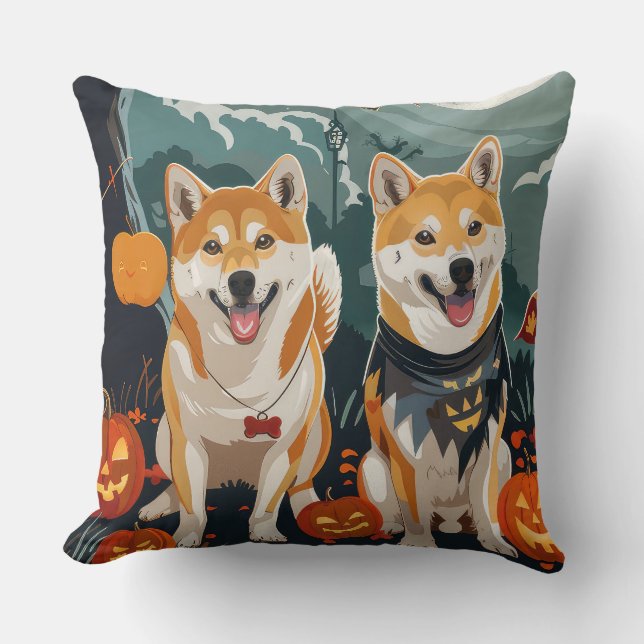 Shiba Inu Halloween Spooky Kudde (Framsida)