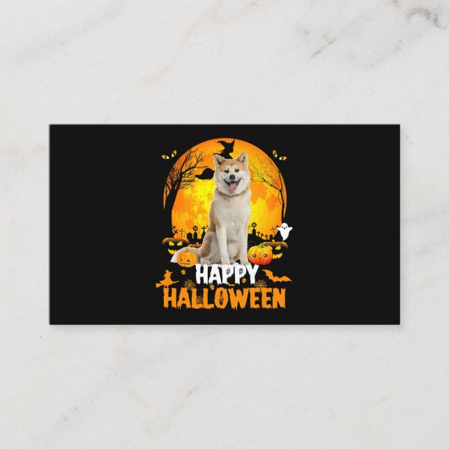 Shiba Inu Happy halloween-dagen med Måne och Visitkort (Framsida)