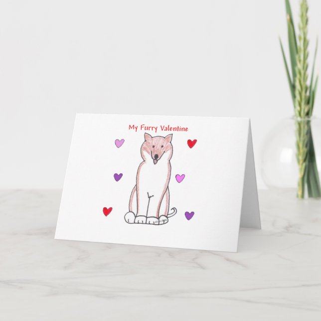 Shiba Inu Hårig Valentine Helgkort (Framsida)