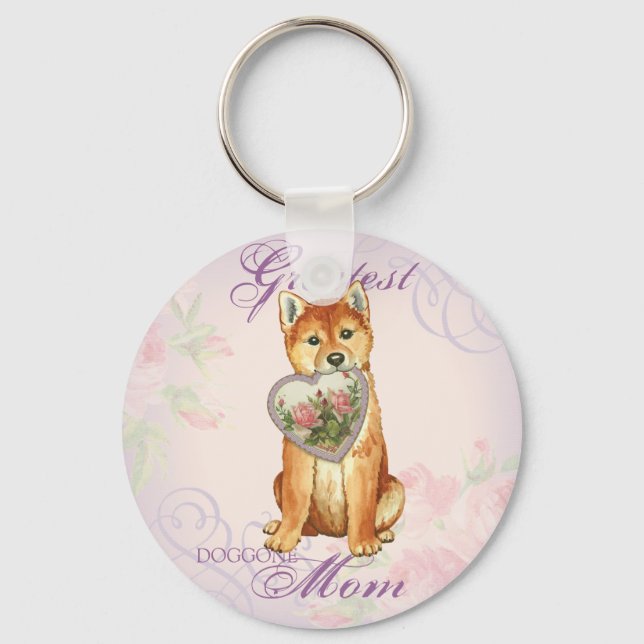 Shiba Inu Heart Mamma Nyckelring (Framsida)