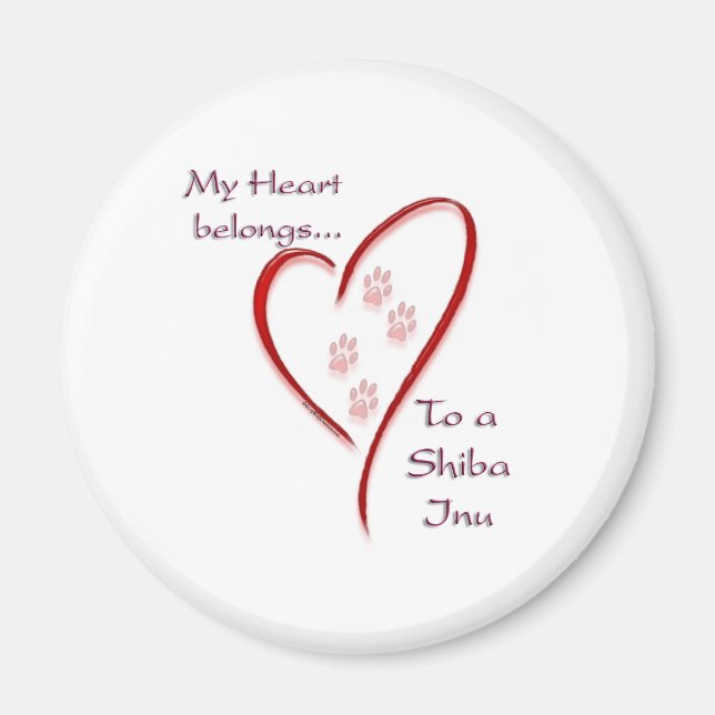 Shiba Inu Heart-Tillhör Magnet (Framsidan)