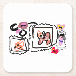 Shiba Inu hearts Underlägg Papper Kvadrat