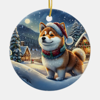 Shiba Inu Helgdag Design efter Rik AMeN Gill Julgransprydnad Keramik