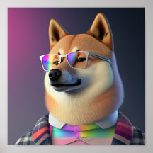 Shiba Inu Hipster Hund Poster