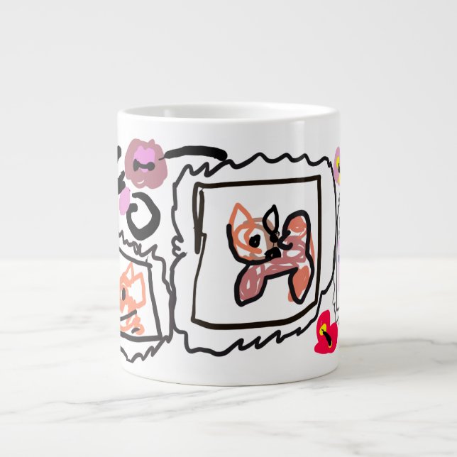 Shiba Inu-hjärtan Jumbo Mugg (Framsidan)