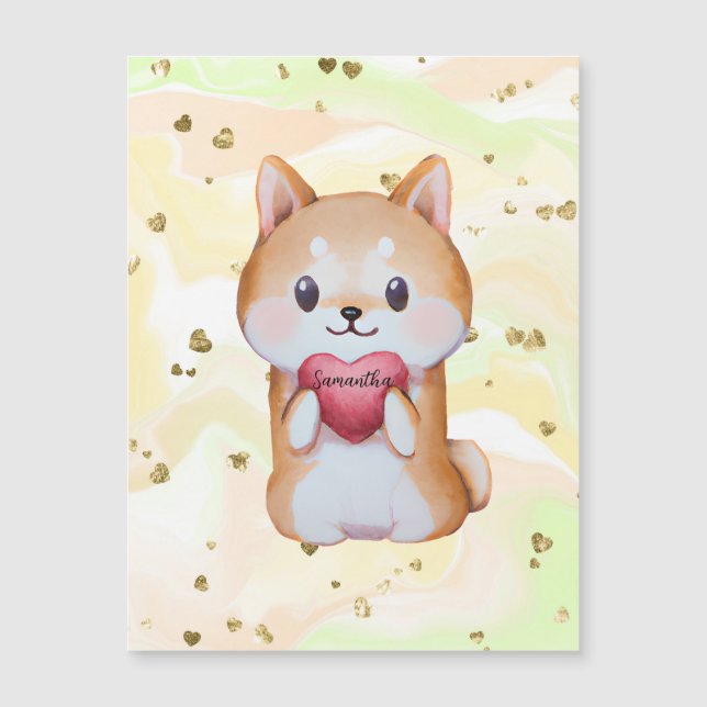 Shiba Inu Holding A Heart (Framsida)