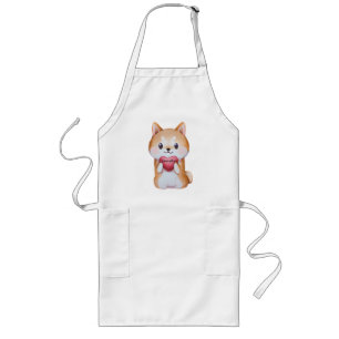 Shiba Inu Holding A Heart Långt Förkläde