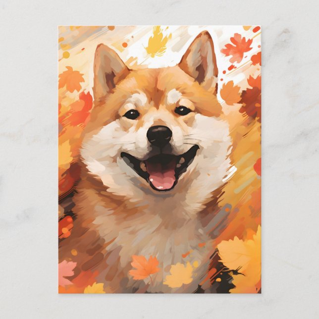 Shiba Inu Hösttacksgiving  Vykort (Framsida)