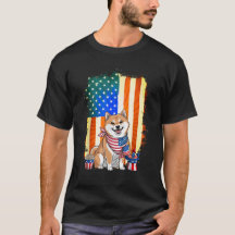 Shiba Inu Hund American Flagga 4:e juli
