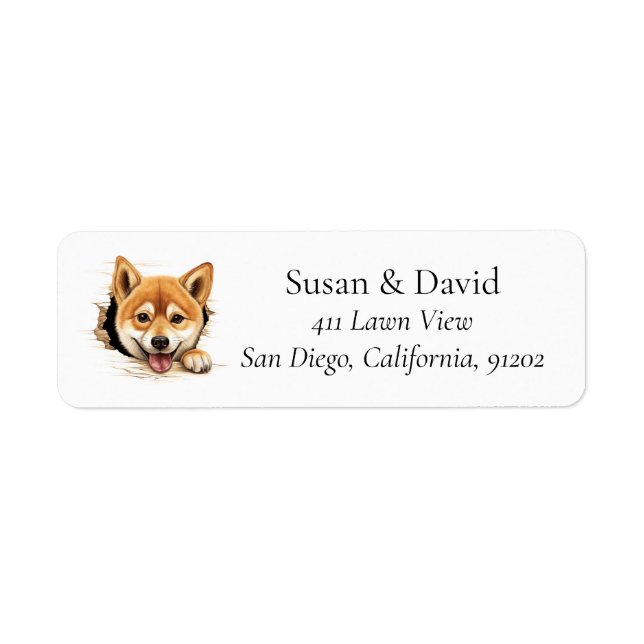 Shiba Inu Hund aveln Djurälskares Returadress Etikett (Framsidan)