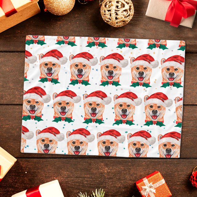 Shiba Inu Hund aveln julstjärnor Fleecefilt (Skapare uppladdad)