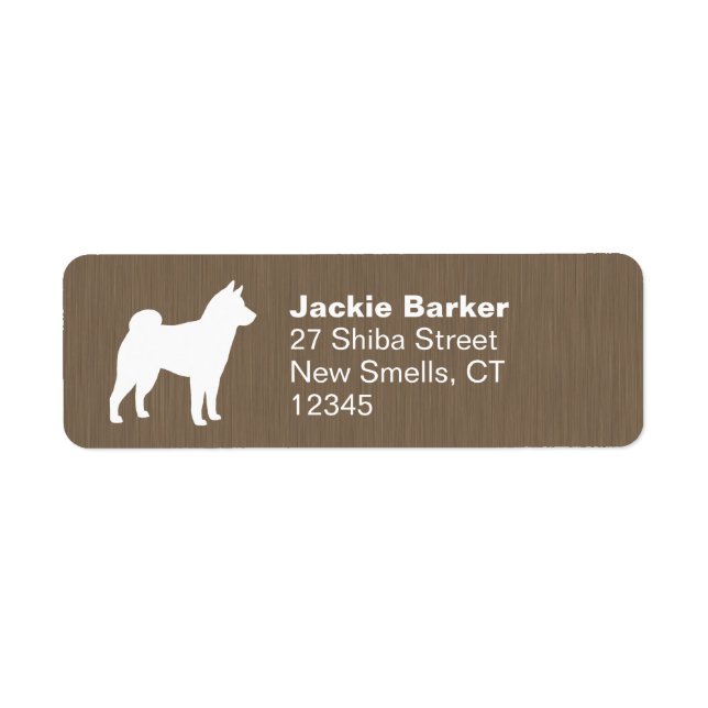 Shiba Inu Hund aveln Silhouette Returadress Etikett (Framsidan)