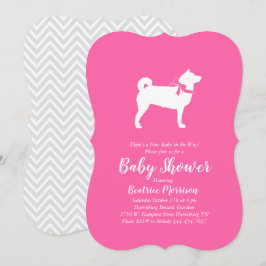 Shiba Inu Hund Baby Shower Girl Rosa Inbjudningar
