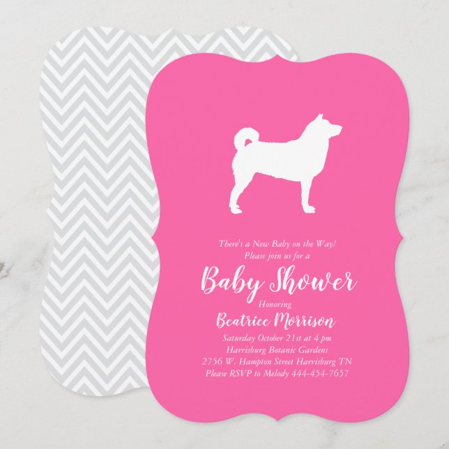 Shiba Inu Hund Baby Shower Girl Rosa Inbjudningar (Fram/baksida)