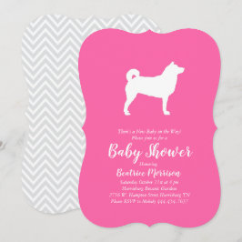 Shiba Inu Hund Baby Shower Girl Rosa Inbjudningar