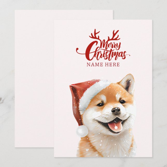 Shiba inu hund christmas julkort (Fram/baksida)