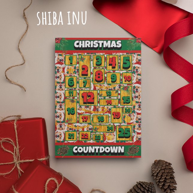 Shiba Inu Hund Coundown jul Advent Calendar Julkort (Skapare uppladdad)