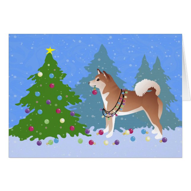 Shiba Inu Hund Decortor Julgran Card Hälsningskort (Framsidan Horizontal)