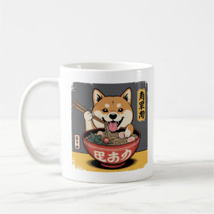 Shiba Inu Hund Eating Ramen Kaffemugg
