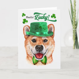 Shiba Inu Hund Feelin' Lucky St patrick's day Helgkort