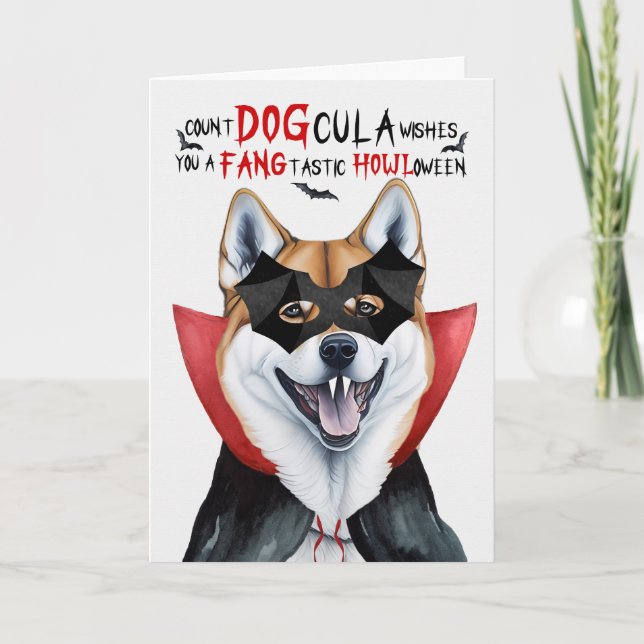 Shiba Inu Hund Funny Count DOGcula Halloween Helgkort (Framsida)