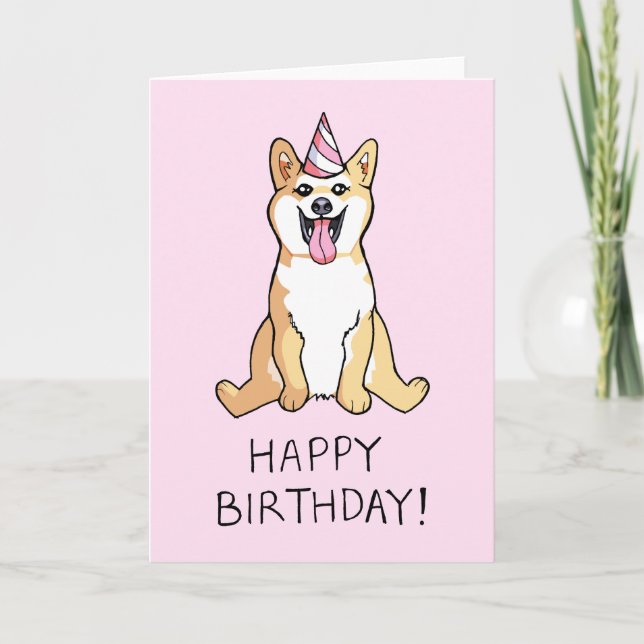 Shiba Inu Hund Grattis på födelsedagen Card Kort (Framsida)