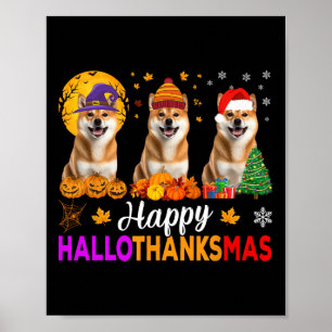 Shiba Inu Hund Halloween jul Hallothanksmas 1 Poster
