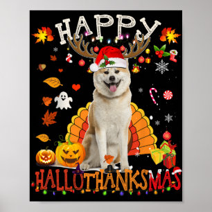Shiba Inu Hund Halloween jul Hund Lycklig Hallot Poster